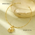 Elegante girocollo in acciaio al titanio dorato con perla e trama a spirale - Ciondolo Perla Spirale-NMSN-B322-1