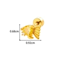 Boucle d'oreille poisson dorée avec gemme jaune et fermoir à vis, 0,92x0,68cm - Forme de Poisson Élégante (908-6#Or)