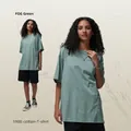 Oversized FOG Green 190G cotton T-shirt with drop shoulder design for men - S / Fog Green
