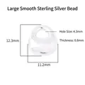 S925 sterling silver smooth irregular bead pendant 12.3mm x 11.2mm for DIY jewelry - Plain Silver White - Large Smooth