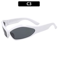 Retro wide leg sports sunglasses in pearl white finish with grey polarized lenses - White Frame Gray Lens