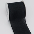 Faux linen Christmas ribbon roll in solid black for DIY crafts and gift wrapping - 6.3cm*5 Yards / Black