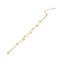 Bracciale a doppio strato dorato con fiori traforati e ciondoli a cuore in zircone bianco - Zirconia a Cuore Con Stile Fiore Traforato (2#)