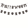Set di striscioni per Halloween con lettere glitterate nere e ritagli di teschi - Stile Teschio Croce Tomba