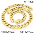 Conjunto de cadena cubana vintage dorada con collar y pulsera martillados de 17 mm - Conjunto Dorado