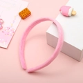 Pink plush handmade headband with soft fuzzy texture for women's DIY hair styling - Pink