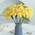 Handmade crochet bouquet with yellow tulip flowers in a modern grey vase centerpiece - Blooming Tulip Yellow
