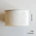 White velvet Christmas ribbon 2.48 inches wide by 10 yards with stitched edges for decor - 6.3cmx10yards / White