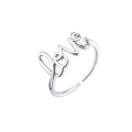 Zilveren LOVE open ring met cursief ontwerp en verstelbare band van verguld koper - LOVE Letter Open Manchet / Platina Glanzend