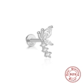 S925 sterling silver butterfly piercing earring with cubic zirconia in silver finish - #1 White Gold - Butterfly Style
