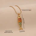 Gouden rvs vis hanger ketting met kleurrijke emaille schubben en een fijne slangenketting - Kleurrijke Gelede Koi (1#)