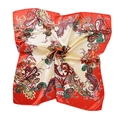 Foulard quadrato in raso rosso con stampa paisley da donna, elegante texture effetto seta - 90x90cm / Rosso