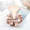 Pink satin scrunchie with bridesmaid invitation card for wedding party gift sets - Champagne Gold