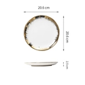 Minimalistischer weißer Keramikteller mit Goldrand, Durchmesser 20,6 cm, Höhe 2,5 cm - Seidenrand 8 Zoll (20,6 cm)