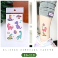 Glitter dinosaur temporary tattoos model EG-110 for kids featuring colorful t-rex designs - EG-110 (Glitter Dinosaur)