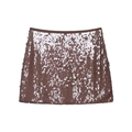 Jupe midi marron ornée de sequins brillants de haute densité avec vue à plat - XS / Café
