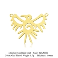 Golden stainless steel phoenix charm pendant for DIY jewelry making 22x28mm size - Abstract Bird-Gold (LA929)