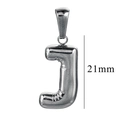 Mini bubble letter J pendant in silver finish 21mm polished stainless steel accessory - Letter J / Steel