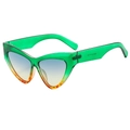 Fashion cat eye sunglasses with translucent green frames and blue yellow gradient lenses - Green Leopard Frame Green Tea Lens