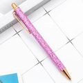 Purple glitter ballpoint pen with rose gold metal accents in a retractable design - Light Purple Scale (Rose Gold Trim)