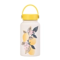 650ml vacuum insulated stainless steel water bottle in cream with lemon floral print - Ivory Lemon Floral