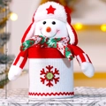 Christmas snowman candy gift box with red hat and scarf for holiday treats, 23cm height - Red Patchwork Snowman Style (S231-B)