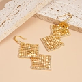 Elegant 18k gold plated geometric earrings with zircon pavé and shimmering metal sequins - Geometric Ear Hook Style / Gold (18K Gold Plated)
