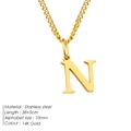 Minimalist 14K gold plated stainless steel necklace with a small letter N pendant - Letter Style(N) (CDNP014) / Gold