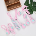 7-teiliges Baumwoll-Hundespielzeug-Set in Pink und Blau mit geflochtenem Ball und Knochen - 7-teiliges rosa und blaues Macaron-Set