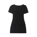Classic black short-sleeve mini dress with elegant off-the-shoulder neckline and pleated details - XS / Black