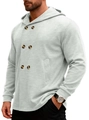 Men's slim-fit hooded trench coat in light grey with double-breasted knit design - S / Light Gray