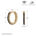 Detailed dimensions of gold-plated 925 silver earrings with black cubic zirconia stones - 925 Silver Plated Yellow Gold - Black