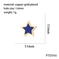 Blue star-shaped gold-plated copper bead detail with 11mm size and 1.6mm hole - Blue