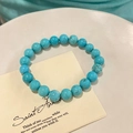Agate beaded bracelet with turquoise marble texture and elegant minimalist style - Fresh Turquoise Style / 8mm (69#) / Blue