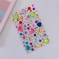 Adesivi strass 3D a cuore e tondi per lavori creativi e decorazioni per il viso - N. 4 Colorato Chiaro