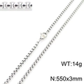 Silver stainless steel chain necklace for men and women, 550x3mm size, 14g weight - Silver 3mm x 550mm (KN230407-Z)