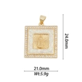 Macro shot of 18k gold religious pendant with Virgin Mary relief and white opal inlay - DZ-931/Rectangular Zircon White Opal Virgin Mary