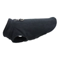 Thick black fleece dog vest with reinforced metal D-ring for leash attachment - Black
