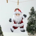 Addobbo natalizio a forma di Babbo Natale in peluche con cappello rosso e dettagli a quadri - Babbo Natale