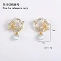 Elegant floral cluster earrings with champagne cat eye stones and white pearls - Cat-Eye Flower Cluster Ring (E0118) / Gold