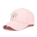 Casquette de baseball en coton rose avec broderie H dorée et sangle réglable pour hommes femmes - Rose