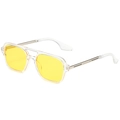 Retro aviator sunglasses with yellow lenses and transparent frames featuring double bridge - Transparent Frame Silver Leg Yellow Lens