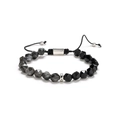 Faceted black onyx and labradorite beaded bracelet with adjustable cord for men and women - Black Agate & Labradorite