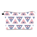 Waterproof travel cosmetic bag with blue and pink evil eye geometric print on white fabric - Geometric Eye Pattern (hzb1171)