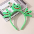 Cute green frog plush headband for washing face shown on a magazine background - Hair Hoop-Green Frog