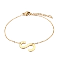 Minimalist gold stainless steel bracelet featuring a polished letter S pendant - Letter S(KB116112-K)