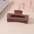 Brown matte rectangular hair claw clip for thick hair displayed on a minimalist surface - #11 Matte Rust Red - 10.5cm / Bulk (No Packaging)