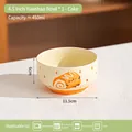 Hand-painted ceramic 450ml bowl with roll cake pattern, 4.5 inch microwave safe - Single Piece / Yellow - Cake Pattern