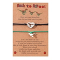 Zwei Dinosaurier-Armbänder mit Back to School Karte für Mutter und Tochter als Set - 2er Set / Schwarz+Grün