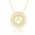 Gold letter A pendant necklace with baguette zircon halo and reflective finish - Gold Letter-A